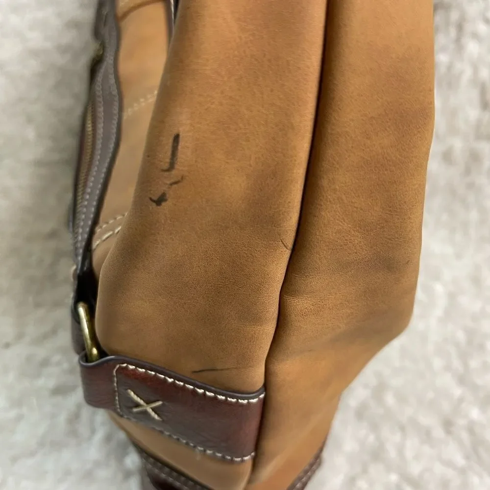 Concept Plattsburg Hobo two tone brown faux leather antique brass hardwares